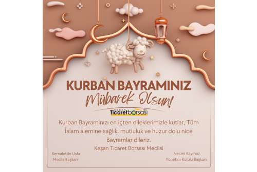 Kurban Bayramınızı En İçten Dileklerimizle Kutlar, Tüm İslam Alemine Sağlık, Mutluluk Ve Huzur Dolu Nice Bayramlar Dileriz.