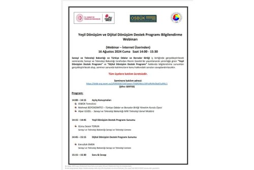 Yeşil Dönüşüm Ve Dijital Dönüşüm Destek Programı Bilgilendirme Webinarı